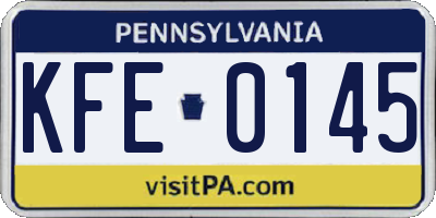 PA license plate KFE0145