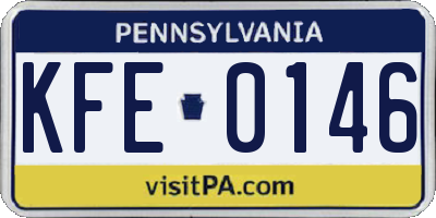 PA license plate KFE0146