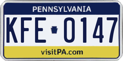 PA license plate KFE0147