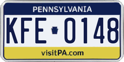 PA license plate KFE0148