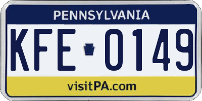 PA license plate KFE0149
