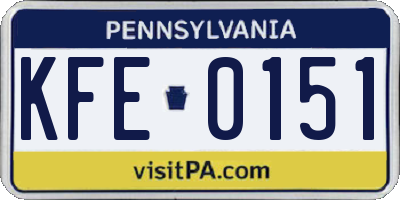 PA license plate KFE0151
