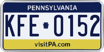 PA license plate KFE0152