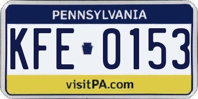 PA license plate KFE0153
