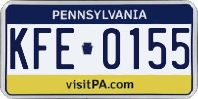 PA license plate KFE0155