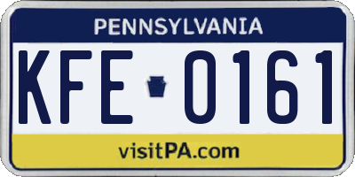 PA license plate KFE0161