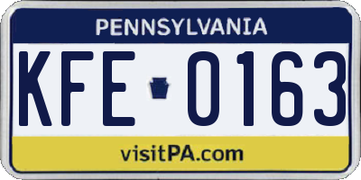 PA license plate KFE0163