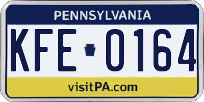 PA license plate KFE0164
