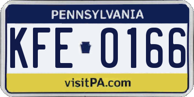 PA license plate KFE0166