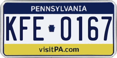 PA license plate KFE0167