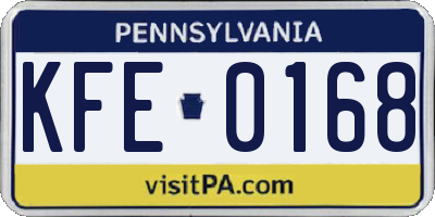 PA license plate KFE0168