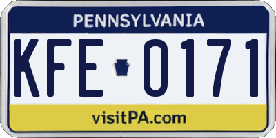 PA license plate KFE0171