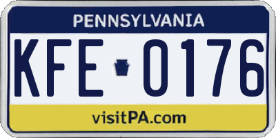 PA license plate KFE0176