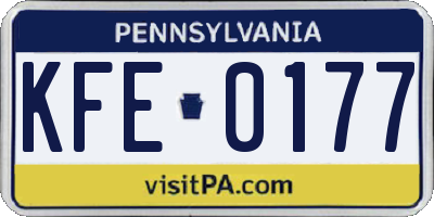 PA license plate KFE0177