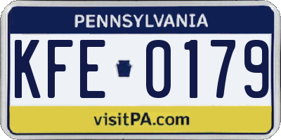 PA license plate KFE0179