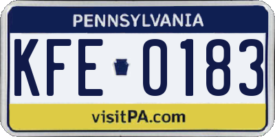 PA license plate KFE0183