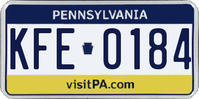 PA license plate KFE0184