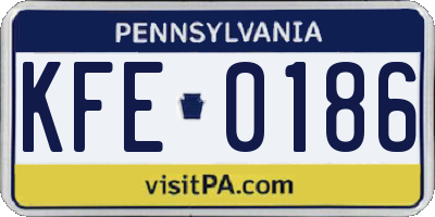 PA license plate KFE0186