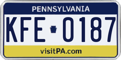 PA license plate KFE0187