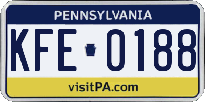 PA license plate KFE0188