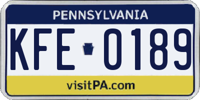 PA license plate KFE0189