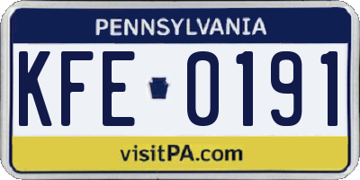 PA license plate KFE0191