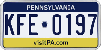 PA license plate KFE0197