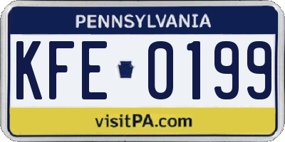 PA license plate KFE0199