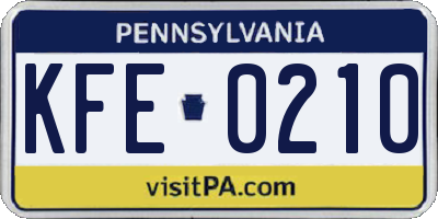 PA license plate KFE0210