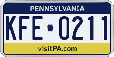 PA license plate KFE0211