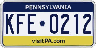 PA license plate KFE0212
