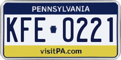 PA license plate KFE0221