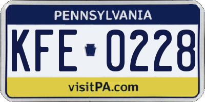 PA license plate KFE0228