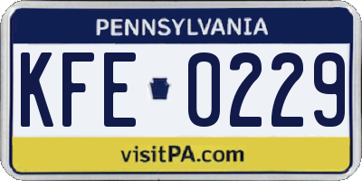 PA license plate KFE0229