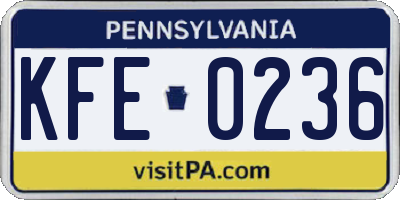 PA license plate KFE0236