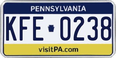 PA license plate KFE0238