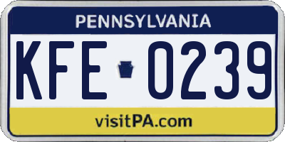 PA license plate KFE0239