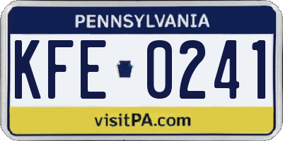 PA license plate KFE0241