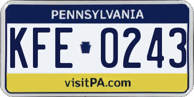 PA license plate KFE0243