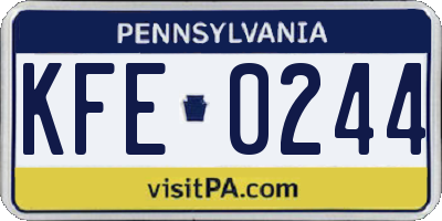 PA license plate KFE0244