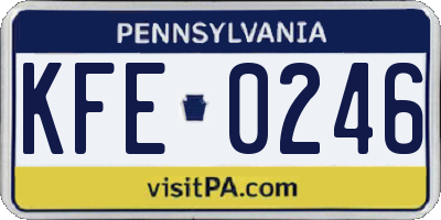 PA license plate KFE0246