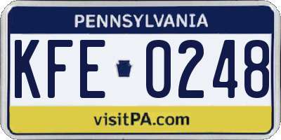 PA license plate KFE0248