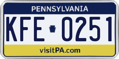 PA license plate KFE0251