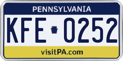 PA license plate KFE0252