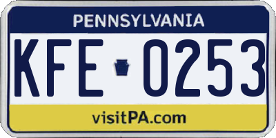 PA license plate KFE0253