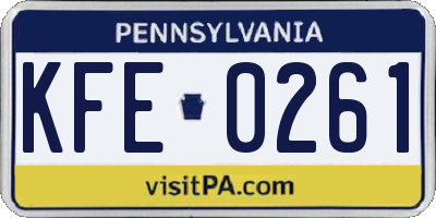 PA license plate KFE0261