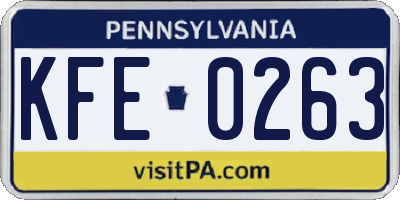 PA license plate KFE0263