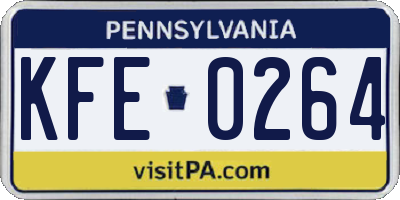PA license plate KFE0264
