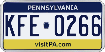 PA license plate KFE0266