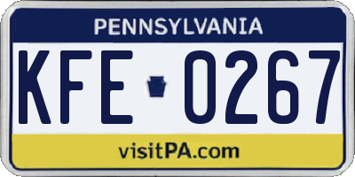 PA license plate KFE0267